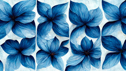Naklejka na ściany i meble Pattern of blue flowers