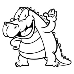 Hand drawn of Funny Big Alligator greetings, best for sticker, mascot, and coloring book with zoo themes for children