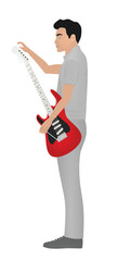 Man hold guitar. vector illustration