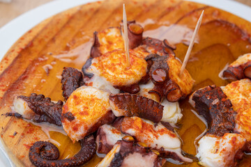 pulpo a feira, typical Galician recipe for cooking octopus. Gastronomy in Galicia