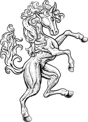 Fototapeta premium Horse Rearing Rampant Crest Coat Of Arms Style