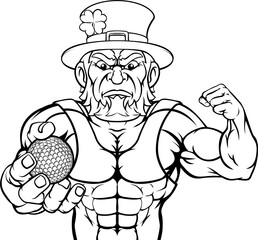 Leprechaun Holding Golf Ball Sports Mascot