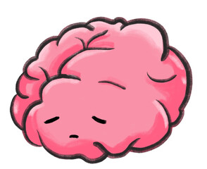 Depression unhappy sad grey blue brain cartoon illustration mental concept