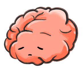 Depression unhappy sad grey blue brain cartoon illustration mental concept