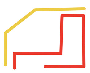 Geometric lines in various shape colorful primary color doodle illustration art