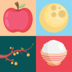 four chuseok celebration icons