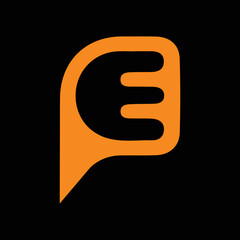 Letter E Logo Design in Message Bubble