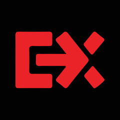 Logo Design Consisting of the Letters E and X with a Sign in the Middle