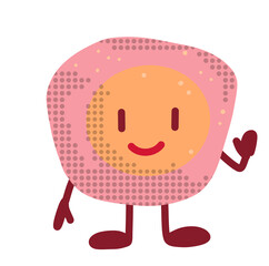 Blob pink egg cartoon character with expression facial smile happy unhappy illustration art