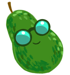 Avocado sunglasses cartoon character illustration healthy fruit