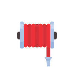 Fire hose. The red rubber hose is used to extinguish the fire.