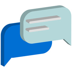 3D social media chat icons. describe chat between friends, friends and family.