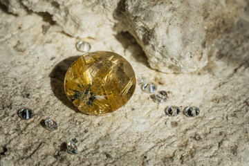 close up photo of gem quartz with rutile