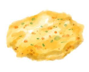 Breakfst egg omelette with vegetable watercolor painting illustration