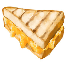 Grilled cheese sandwich comfort melty cheddar bread watercolor hand painting - 526325180