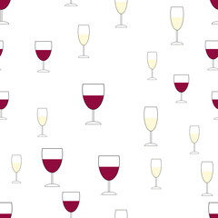 simple vector pattern glasses of wine on white