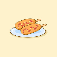 Doodle Cartoon Delicious Sausage Nugget Plate