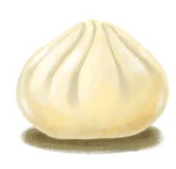 Steamed boa Chinese xiaolongboa bun dim sum hand painting illustration