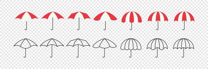 Obraz premium Set of umbrellas in color and black and white styles. Umbrella icon page symbol for your web site design 