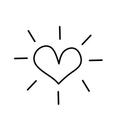 Heart illustration on white background. Black outline. The line in the form of heart. Template for Valentine's Day banners, posters, greeting cards. 