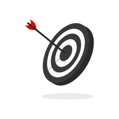 The arrow presses the target button, Focusing on goals, success, successful investment,successful business strategy,targeted investment strategies,icon illustrations and vector