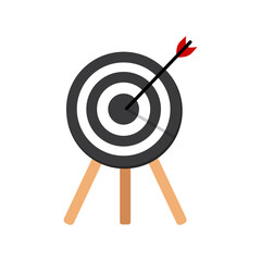 The arrow presses the target button, Focusing on goals, success, successful investment,successful business strategy,targeted investment strategies,icon illustrations and vector