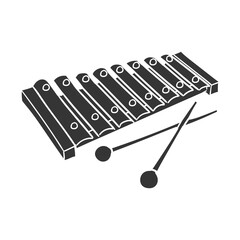 Xylophone Icon Silhouette Illustration. Music Instrument Vector Graphic Pictogram Symbol Clip Art. Doodle Sketch Black Sign.