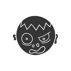 Zombie Face Icon Silhouette Illustration. Halloween Vector Graphic Pictogram Symbol Clip Art. Doodle Sketch Black Sign.