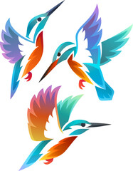 Stylized Kingfishers
