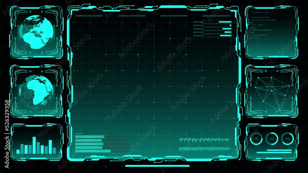 Wall mural digital hud futuristic background motion graphic element cyber generated. future technology interfac