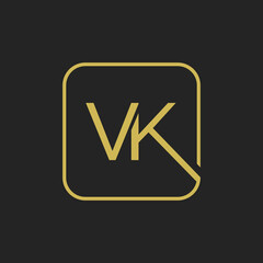 Initial VK Letters Square Shape Icon Logo Design.