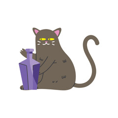 halloween cat with potion