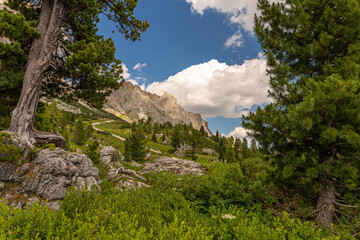 Dolomiti Alps in Alta Badia landscape view