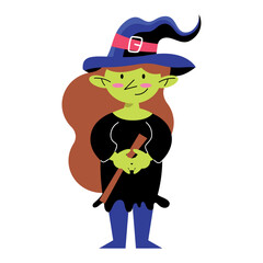 witch with hat standing