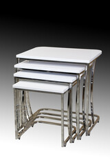 White colored nesting and stacking coffee table stock photo stock photo