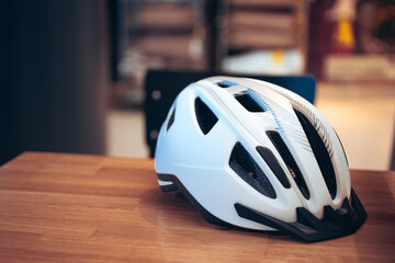 bicycle helmet on a table