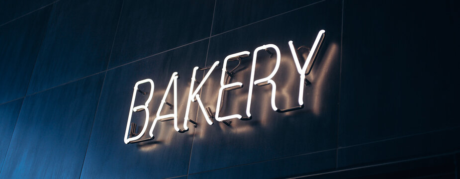 bakery neon sign in white