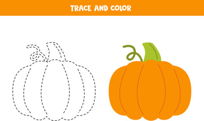 Trace and color hand drawn vector pumpkin.