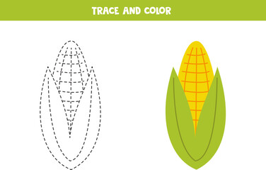 Trace and color vector hand drawn corn.