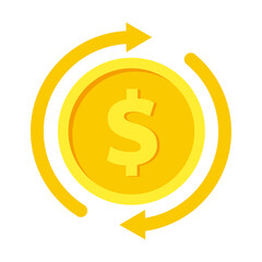 Vector dollar bank note and coin, icon illustrations and vector