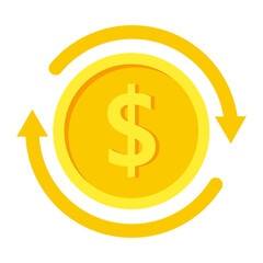 Vector dollar bank note and coin, icon illustrations and vector