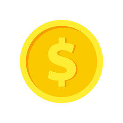 Vector dollar bank note and coin, icon illustrations and vector
