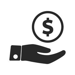 Dollar icon on hand vector, icon illustrations and vector