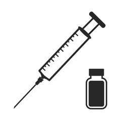 Virus pandemic injection virus cartoon illustration, vaccine medicine, syringe, treatment disease, vaccine icon line flat vector illustration