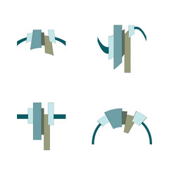 Set of abstract twisted colorful shapes. Vector design elements. 