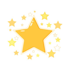 Many stars are combined in golden yellow.
,Customer satisfaction rating, stars 1 to 5, golden yellow.