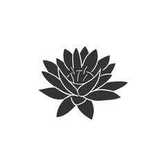 Water Lily Icon Silhouette Illustration. Flower Vector Graphic Pictogram Symbol Clip Art. Doodle Sketch Black Sign.