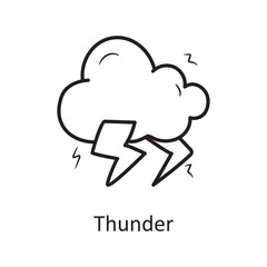 Thunder vector Outline Icon Design illustration. Nature Symbol on White background EPS 10 File