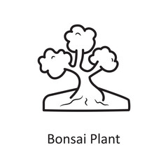 Bonsai Plant vector Outline Icon Design illustration. Nature Symbol on White background EPS 10 File