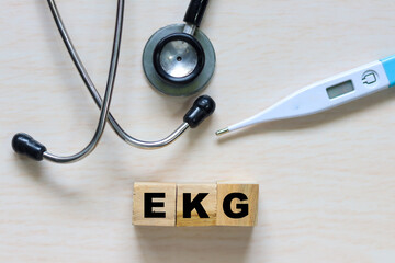 EKG ECG Electrocardiogram letter on wooden cube